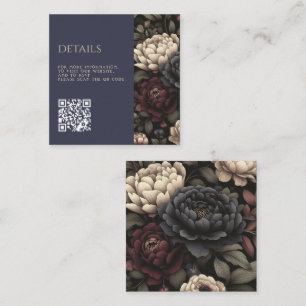 Navy Blue & Burgundy Moody Floral QR Code Enclosure Card