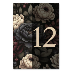 Navy Blue & Burgundy Moody Floral Table 12 Number