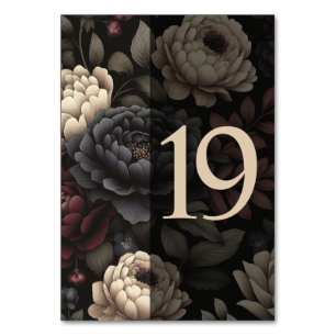 Navy Blue & Burgundy Moody Floral Table 19 Number