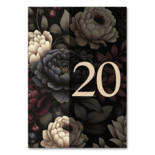 Navy Blue & Burgundy Moody Floral Table 20 Number