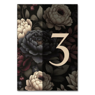 Navy Blue & Burgundy Moody Floral Table 3 Number