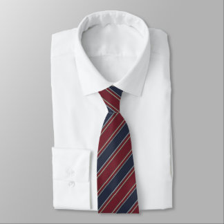 Navy Blue Burgundy Red Classic Regimental Stripe Tie