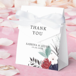 Navy Blue Burgundy Red Gothic Floral Wedding Favour Box