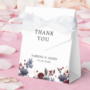 Navy Blue Burgundy Red Gothic Floral Wedding Favour Box