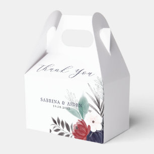 Navy Blue Burgundy Red Gothic Floral Wedding  Favour Box