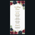 Navy Blue Burgundy Rustic Boho Wedding Menu Cards<br><div class="desc">Navy Blue Burgundy Rustic Boho Wedding Menu Cards - feature elegant watercolor roses and peonies in various shades of Marsala, burgundy, merlot and navy blue with elegant greenery. There are touches of sprigs of gold throughout the flowers and greenery. The font layout displays printed gold and bronze ink colours for...</div>