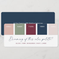 Navy Blue & Burgundy Wedding Colour Palette Card