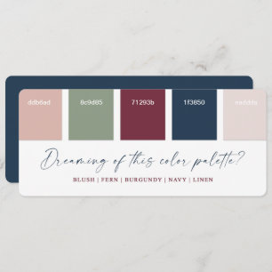 Navy Blue & Burgundy Wedding Colour Palette Card