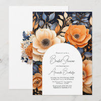 Navy Blue, Burnt Orange & Champagne Bridal Shower