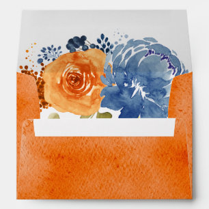 Navy Blue & Burnt Orange Floral Envelope