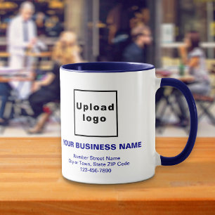 Navy Blue Business Brand Texts on Combo Mug