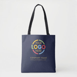 Navy Blue Business Company Logo Promotional Gift Tote Bag