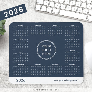 Navy Blue Business Logo 2026 Calendar Mouse Pad