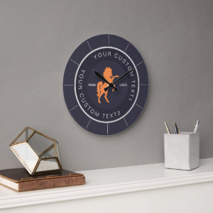 Navy blue Business logo Custom branded  Large Clock