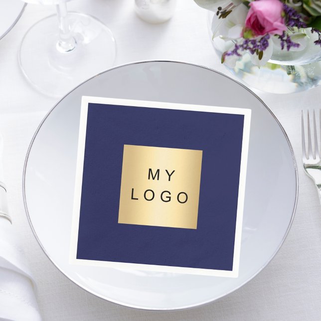 Navy blue business logo napkin (Creator Uploaded)
