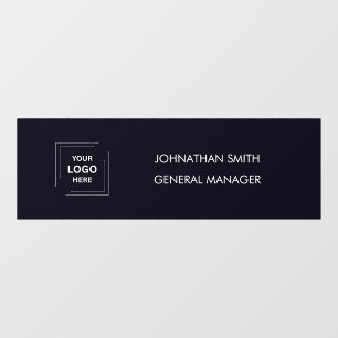 Navy Blue Business Logo Office Name Plate Window