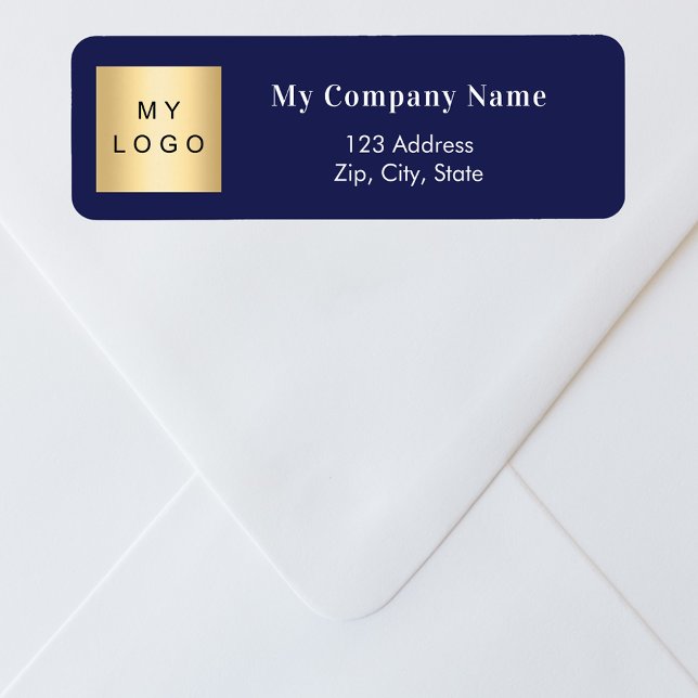 Navy blue business logo return address return address label (Creator Uploaded)