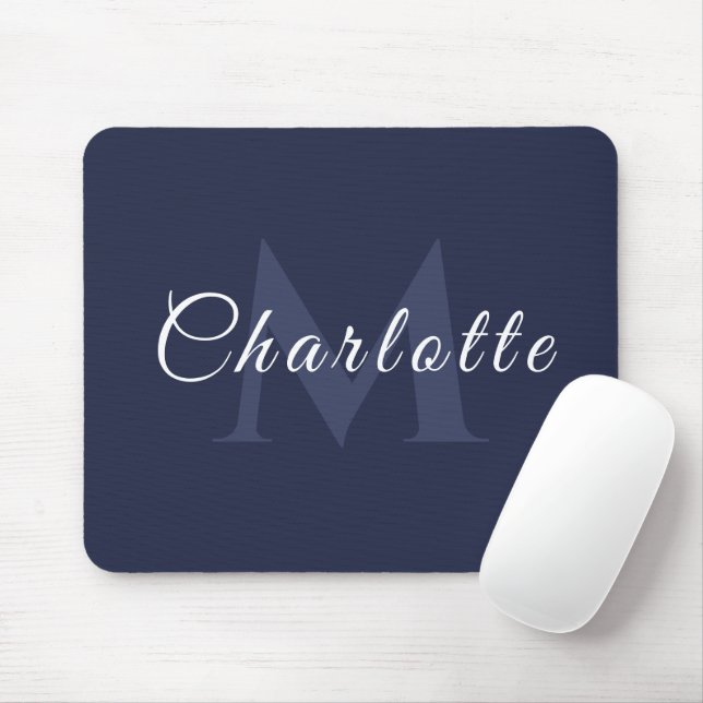 Navy Blue Business Mouse Pad with Custom Branding (With Mouse)