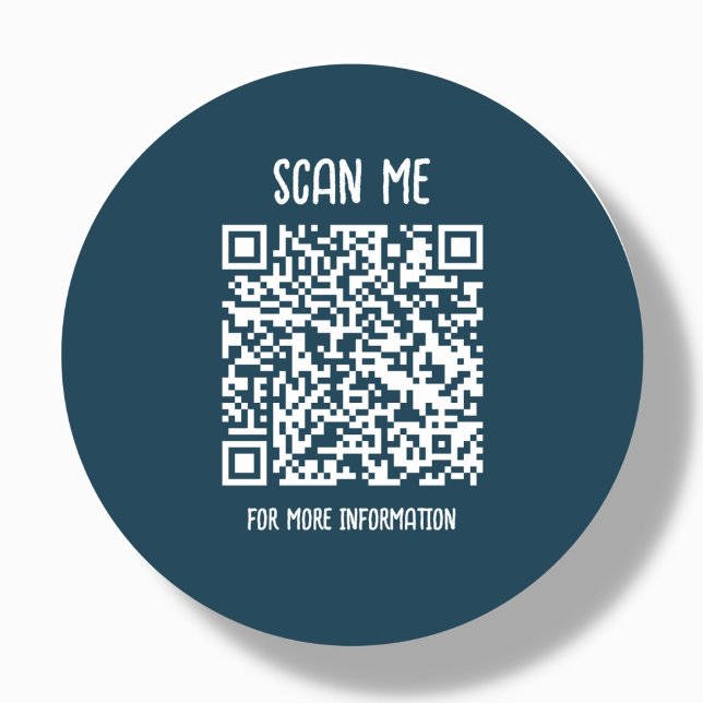 Navy Blue | Business QR Code Scannable Classic Round Sticker (Creator Uploaded)