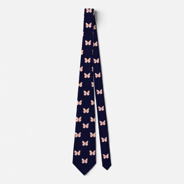 Navy Blue Butterfly Work Professional Men & Women  Tie (Front)