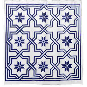 Navy Blue Byzantine Shower Curtain