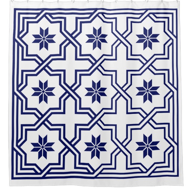 Navy Blue Byzantine Shower Curtain (Front)
