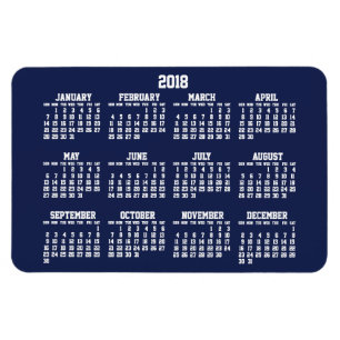 Navy Blue Calendar 2018 Large Flexible Magnets