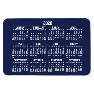 Navy Blue Calendar 2020 Large Flexible Magnets