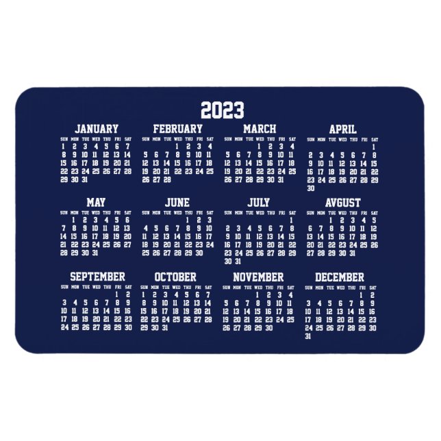 Navy Blue Calendar 2023 Large Flexible Magnets (Horizontal)