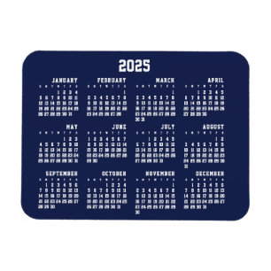 Navy Blue Calendar 2025 Flexible Magnet