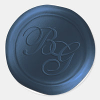 Navy Blue Calligraphy Monogram Wax Seal Stickers