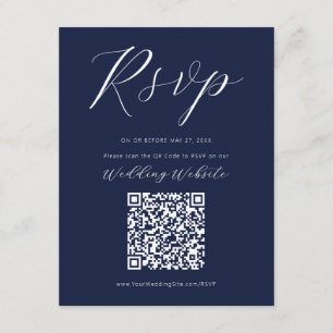 Navy Blue Calligraphy Script RSVP Enclosure Card