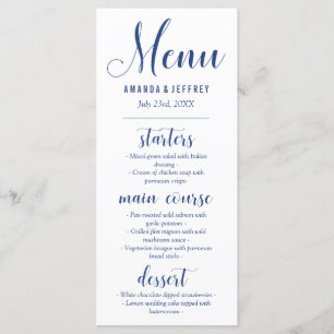 Navy Blue Calligraphy Wedding Menu