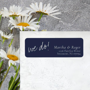 Navy Blue Calligraphy Wedding Return Address Return Address Label