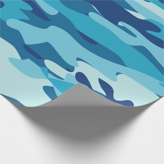 Navy blue camo army camouflage pattern wrapping paper (Corner)
