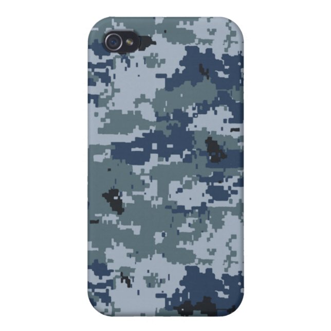 Navy Blue Camouflage iPhone 4 Speck Case (Back)