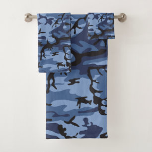 Navy Blue Camouflage, Military, Army Bath Towel Set