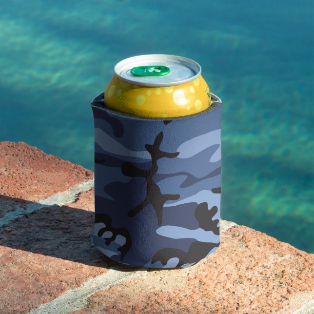 Navy Blue Camouflage, Military, Army Can Cooler (In Situ Pool)