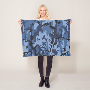 Navy Blue Camouflage, Military, Army Fleece Blanket