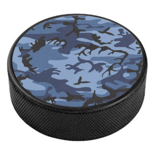 Navy Blue Camouflage, Military, Army Hockey Puck