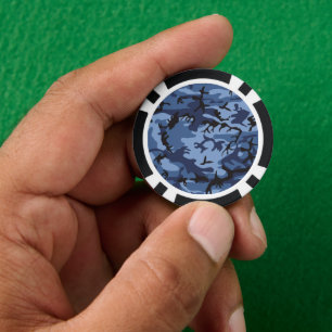 Navy Blue Camouflage, Military, Army Poker Chips