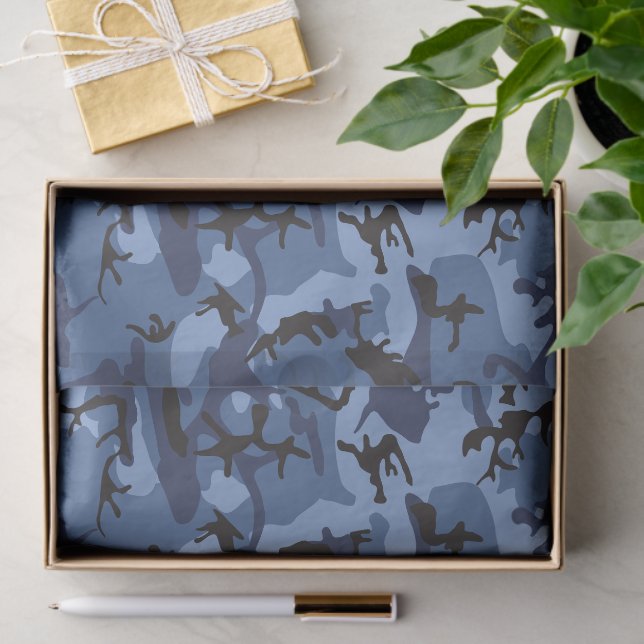 Navy Blue Camouflage, Military, Army Tissue Paper (Gift)