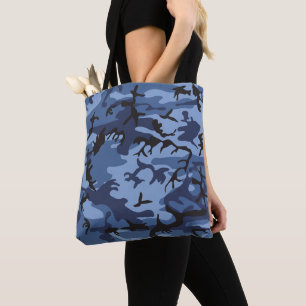 Navy Blue Camouflage, Military, Army Tote Bag