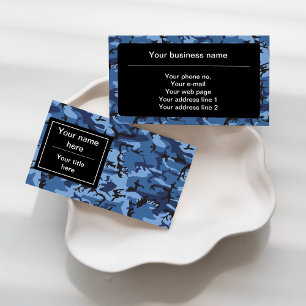 Navy Blue Camouflage, Military Pattern, Army Business Card