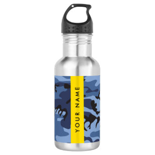 Navy Blue Camouflage Your name Personalise 532 Ml Water Bottle