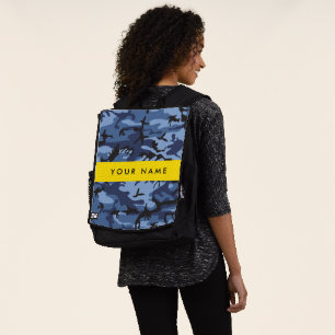 Navy Blue Camouflage Your name Personalise Backpack