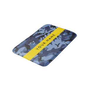 Navy Blue Camouflage Your name Personalise Bath Mat