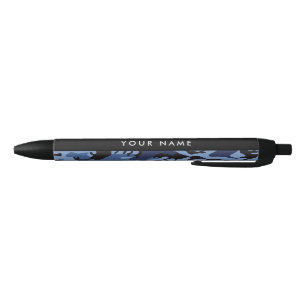 Navy Blue Camouflage Your name Personalise Black Ink Pen