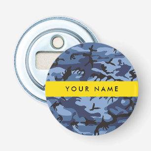 Navy Blue Camouflage Your name Personalise Bottle Opener