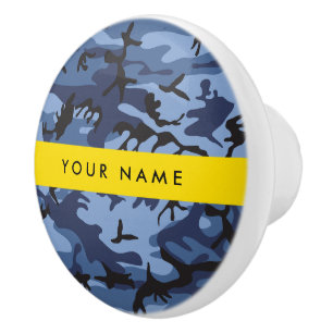 Navy Blue Camouflage Your name Personalise Ceramic Knob